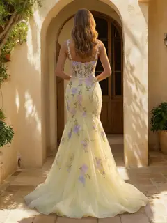 Trumpet/Mermaid Spaghetti Straps Sleeveless Long Prom Dresses with Split Side & Appliques — LV81212162 — view 2