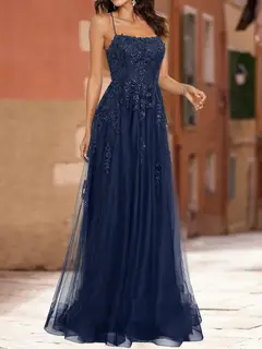A-Line/Princess Scoop Sleeveless Applique Prom Dresses — LV62833154 — view 3