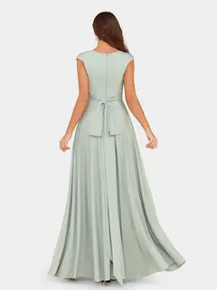 A-Line/Princess Scoop Short Sleeves Evening Dresses with Ruched — view 2