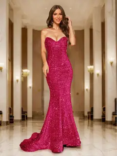 Trumpet/Mermaid Sweetheart Sequin Fitted Party Dresses Long Prom Dresses — view 1
