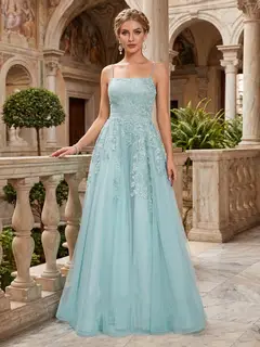 A-Line/Princess Scoop Sleeveless Applique Prom Dresses — LV58932738 — view 1