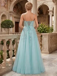 A-Line/Princess Scoop Sleeveless Applique Prom Dresses — LV58932738 — view 2