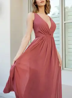 A-Line/Princess V-Neck Floor-length Long Bridesmaid Dresses — LV82521397 — view 4