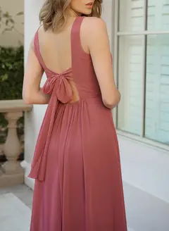 A-Line/Princess V-Neck Floor-length Long Bridesmaid Dresses — LV82521397 — view 5