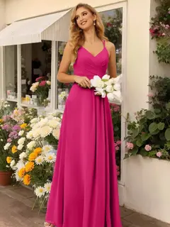 A-Line/Princess V-Neck Sleeveless Floor-Length Bridesmaid Dresses with Ruffles — LV31814453 — view 7