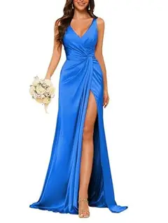 Sheath V-Neck Sleeveless Floor-Length Bridesmaid Dress with Ruched — view 3