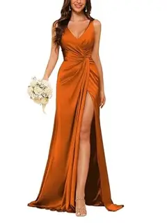Sheath V-Neck Sleeveless Floor-Length Bridesmaid Dress with Ruched — view 25