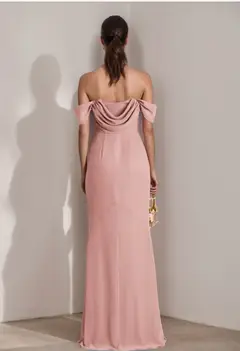 Sheath/Column Strapless Sleeveless Floor-Length Bridesmaid Dresses with Split Side & Ruffles — view 3