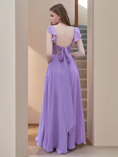 A-Line/Princess Square Neck Sleeveless Floor-Length Bridesmaid Dresses with Ruffles — view 2