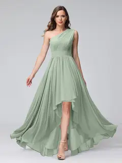 A-Line/Princess One-Shoulder Sleeveless Asymmetrical Bridemaid Dresses with Pockets — view 10