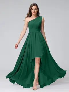 A-Line/Princess One-Shoulder Sleeveless Asymmetrical Bridemaid Dresses with Pockets — view 11