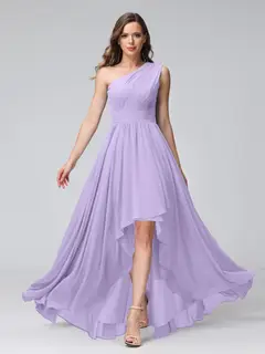 A-Line/Princess One-Shoulder Sleeveless Asymmetrical Bridemaid Dresses with Pockets — view 14