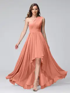 A-Line/Princess One-Shoulder Sleeveless Asymmetrical Bridemaid Dresses with Pockets — view 15