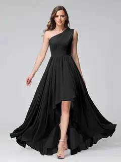 A-Line/Princess One-Shoulder Sleeveless Asymmetrical Bridemaid Dresses with Pockets — view 18