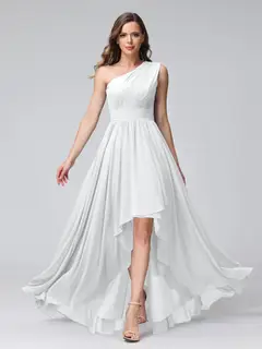 A-Line/Princess One-Shoulder Sleeveless Asymmetrical Bridemaid Dresses with Pockets — view 19