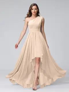 A-Line/Princess One-Shoulder Sleeveless Asymmetrical Bridemaid Dresses with Pockets — view 23
