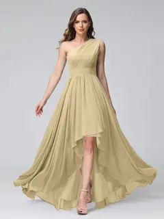 A-Line/Princess One-Shoulder Sleeveless Asymmetrical Bridemaid Dresses with Pockets — view 24