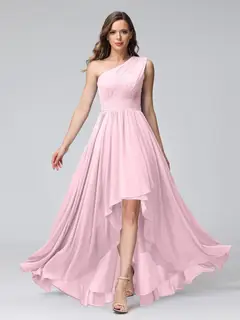 A-Line/Princess One-Shoulder Sleeveless Asymmetrical Bridemaid Dresses with Pockets — view 25