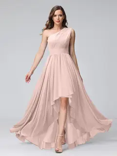 A-Line/Princess One-Shoulder Sleeveless Asymmetrical Bridemaid Dresses with Pockets — view 26