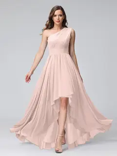 A-Line/Princess One-Shoulder Sleeveless Asymmetrical Bridemaid Dresses with Pockets — view 27