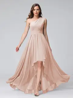 A-Line/Princess One-Shoulder Sleeveless Asymmetrical Bridemaid Dresses with Pockets — view 28