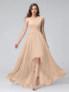 A-Line/Princess One-Shoulder Sleeveless Asymmetrical Bridemaid Dresses with Pockets — view 29