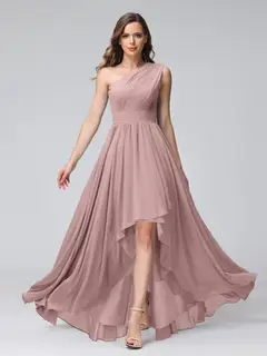 A-Line/Princess One-Shoulder Sleeveless Asymmetrical Bridemaid Dresses with Pockets — view 30