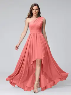 A-Line/Princess One-Shoulder Sleeveless Asymmetrical Bridemaid Dresses with Pockets — view 32