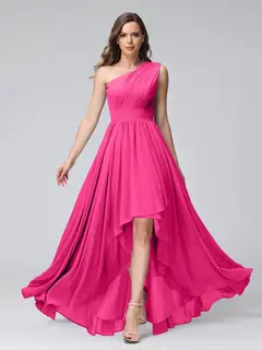 A-Line/Princess One-Shoulder Sleeveless Asymmetrical Bridemaid Dresses with Pockets — view 33