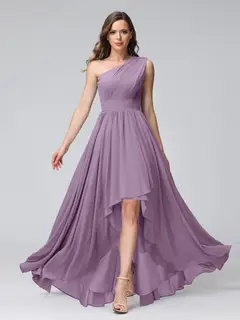 A-Line/Princess One-Shoulder Sleeveless Asymmetrical Bridemaid Dresses with Pockets — view 40