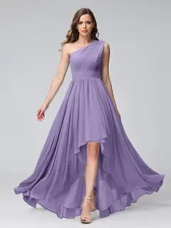 A-Line/Princess One-Shoulder Sleeveless Asymmetrical Bridemaid Dresses with Pockets — view 41