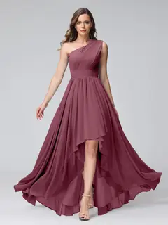 A-Line/Princess One-Shoulder Sleeveless Asymmetrical Bridemaid Dresses with Pockets — view 43