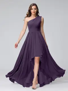 A-Line/Princess One-Shoulder Sleeveless Asymmetrical Bridemaid Dresses with Pockets — view 45