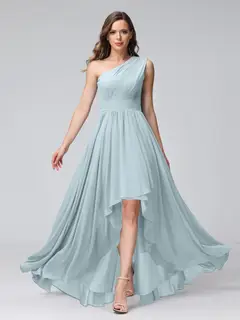 A-Line/Princess One-Shoulder Sleeveless Asymmetrical Bridemaid Dresses with Pockets — view 47