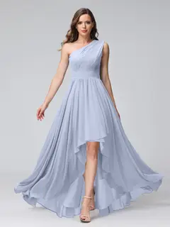 A-Line/Princess One-Shoulder Sleeveless Asymmetrical Bridemaid Dresses with Pockets — view 48