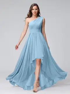 A-Line/Princess One-Shoulder Sleeveless Asymmetrical Bridemaid Dresses with Pockets — view 50