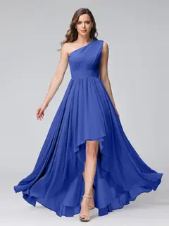 A-Line/Princess One-Shoulder Sleeveless Asymmetrical Bridemaid Dresses with Pockets — view 54