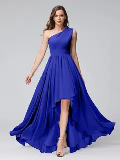 A-Line/Princess One-Shoulder Sleeveless Asymmetrical Bridemaid Dresses with Pockets — view 55