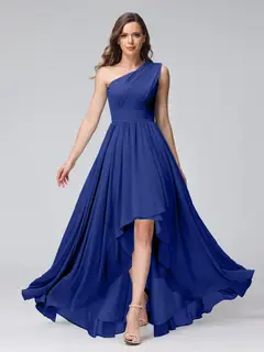 A-Line/Princess One-Shoulder Sleeveless Asymmetrical Bridemaid Dresses with Pockets — view 56
