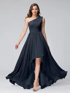 A-Line/Princess One-Shoulder Sleeveless Asymmetrical Bridemaid Dresses with Pockets — view 59
