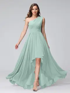 A-Line/Princess One-Shoulder Sleeveless Asymmetrical Bridemaid Dresses with Pockets — view 60