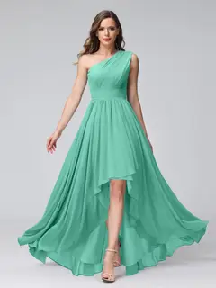 A-Line/Princess One-Shoulder Sleeveless Asymmetrical Bridemaid Dresses with Pockets — view 62
