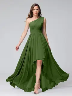 A-Line/Princess One-Shoulder Sleeveless Asymmetrical Bridemaid Dresses with Pockets — view 65