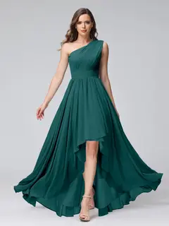 A-Line/Princess One-Shoulder Sleeveless Asymmetrical Bridemaid Dresses with Pockets — view 66