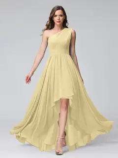 A-Line/Princess One-Shoulder Sleeveless Asymmetrical Bridemaid Dresses with Pockets — view 68