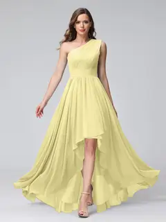 A-Line/Princess One-Shoulder Sleeveless Asymmetrical Bridemaid Dresses with Pockets — view 69