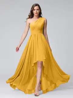 A-Line/Princess One-Shoulder Sleeveless Asymmetrical Bridemaid Dresses with Pockets — view 70