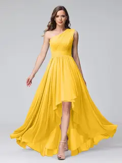 A-Line/Princess One-Shoulder Sleeveless Asymmetrical Bridemaid Dresses with Pockets — view 71