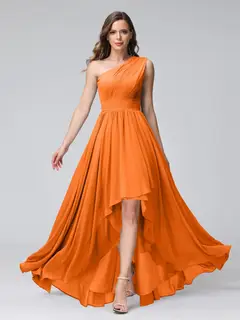 A-Line/Princess One-Shoulder Sleeveless Asymmetrical Bridemaid Dresses with Pockets — view 72