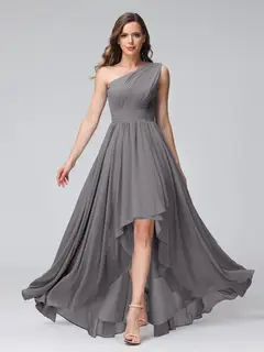 A-Line/Princess One-Shoulder Sleeveless Asymmetrical Bridemaid Dresses with Pockets — view 74